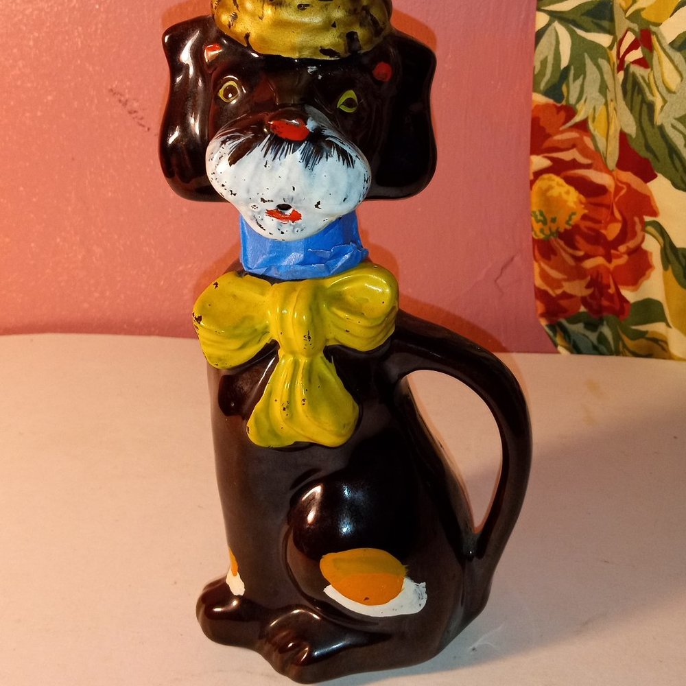 RARE POODLE DOG SAKE SHOT GLASS DECANTER MADE IN JAPAN